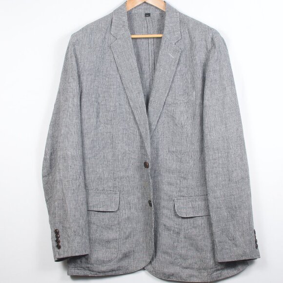 J. Crew Men's Sport Coat 44R Gray Grid Check Irish Linen - Picture 1 of 8